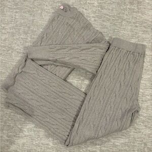 Pink Lily cable knit sweater matching set. Like new. Light grey. M top, L pants.